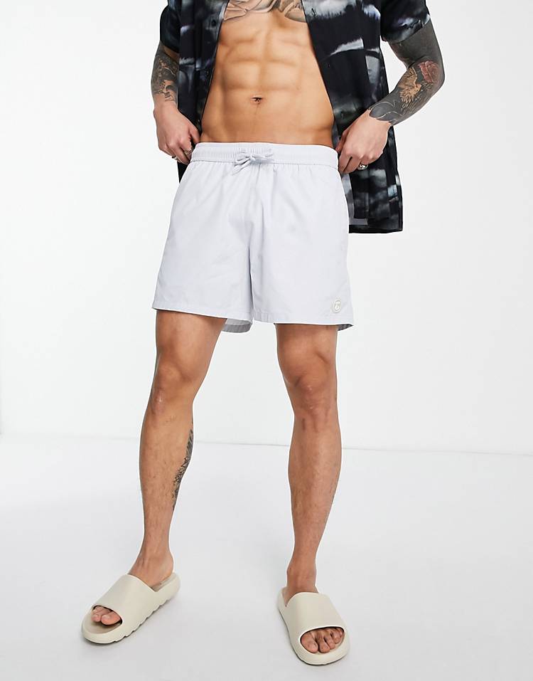 Topman classic swim shorts in ice gray